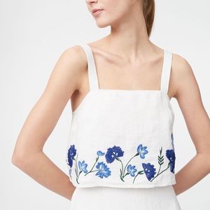 Club Monaco embroidered linen floral crop top